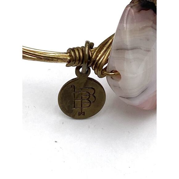 Bourbon and Boweties Bracelet Bangle 7.25” Natural Agate Large Stones - Picture 4 of 11